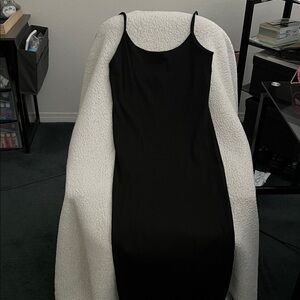 H&M black midi spaghetti-strap ribbed tank dress in Large & excellent condition